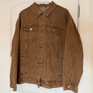 Oversized Brown Denim Jacket
